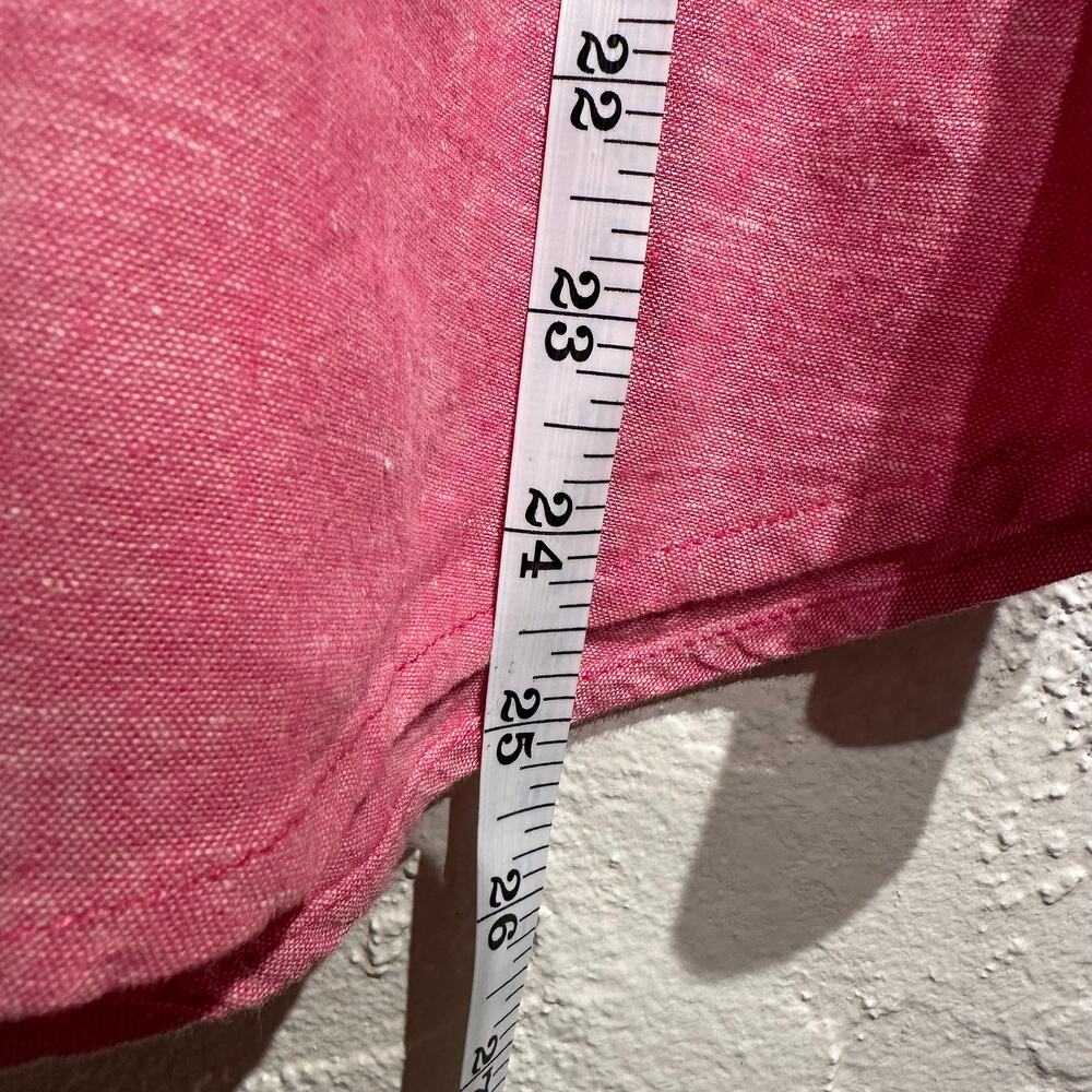 harve benard Size Small Linen Blouse Cotton Blend Washable Short Sleeve Pink - Picture 3 of 8